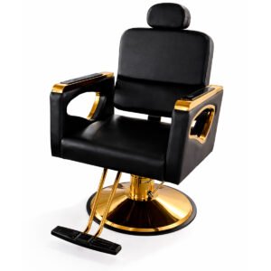 Sillón de barbería Reclinable Hidraulico Dorado Modelo DL1158